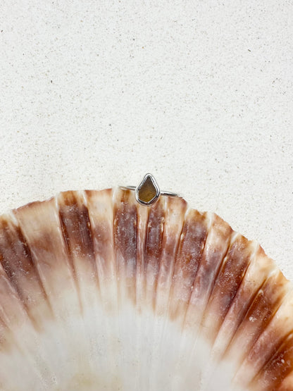 Amber Seaglass Ring Silver