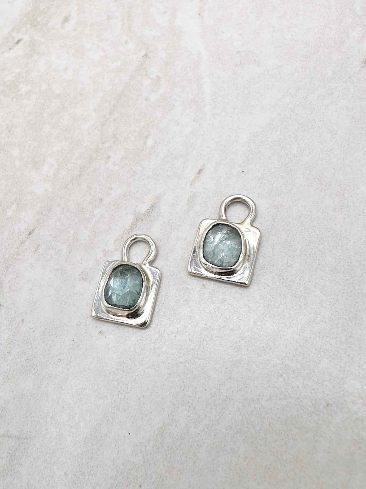 Square Kyanite Charms Silver