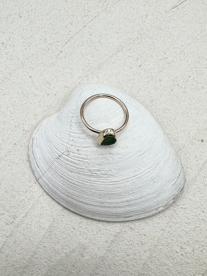 Gold Seaglass Ring in Green