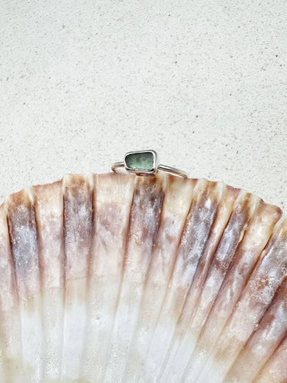 Light Blue Seaglass Ring Silver