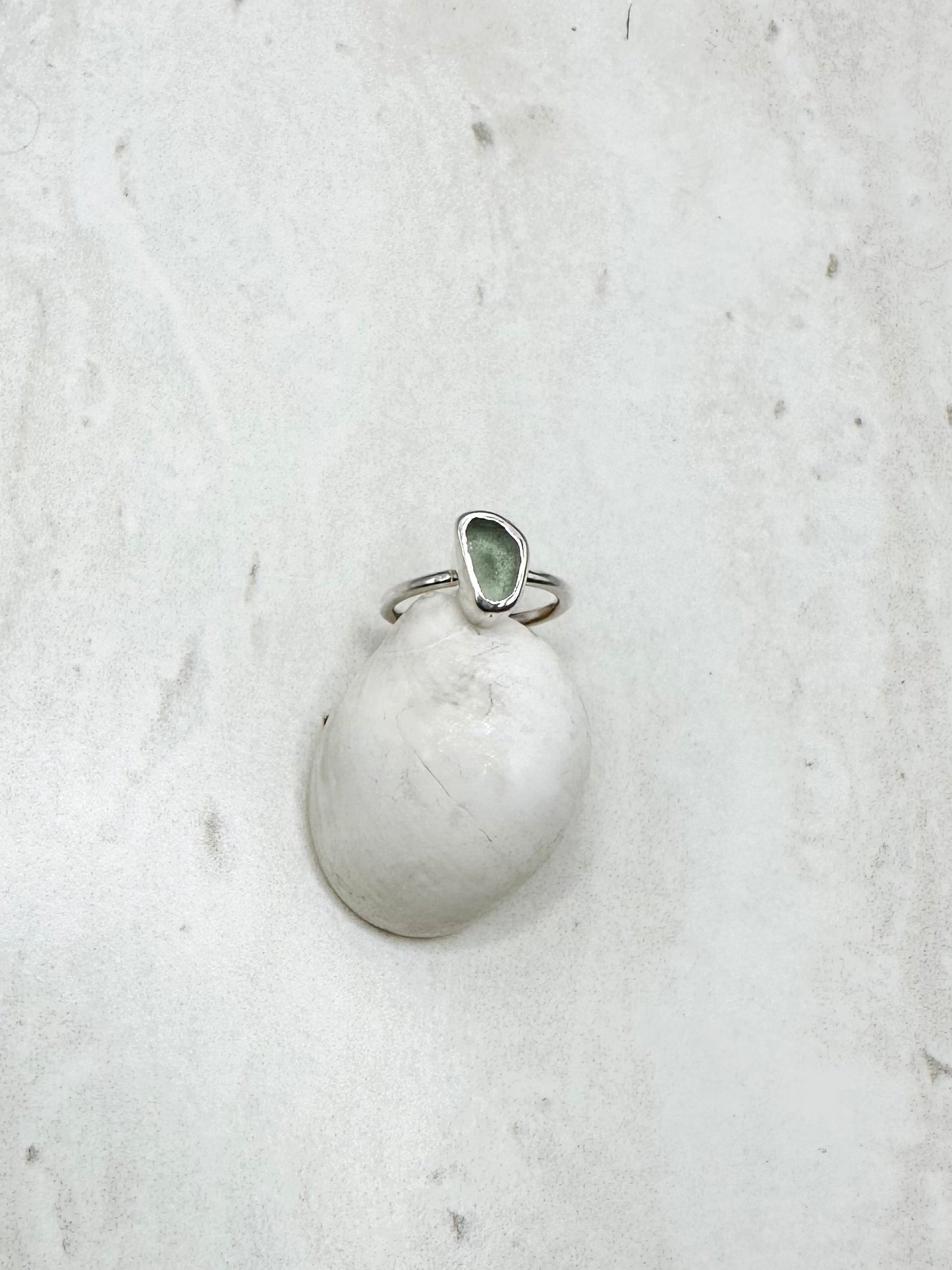 Light Blue Seaglass Ring Silver - D.5