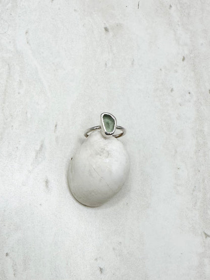 Light Blue Seaglass Ring Silver - D.5
