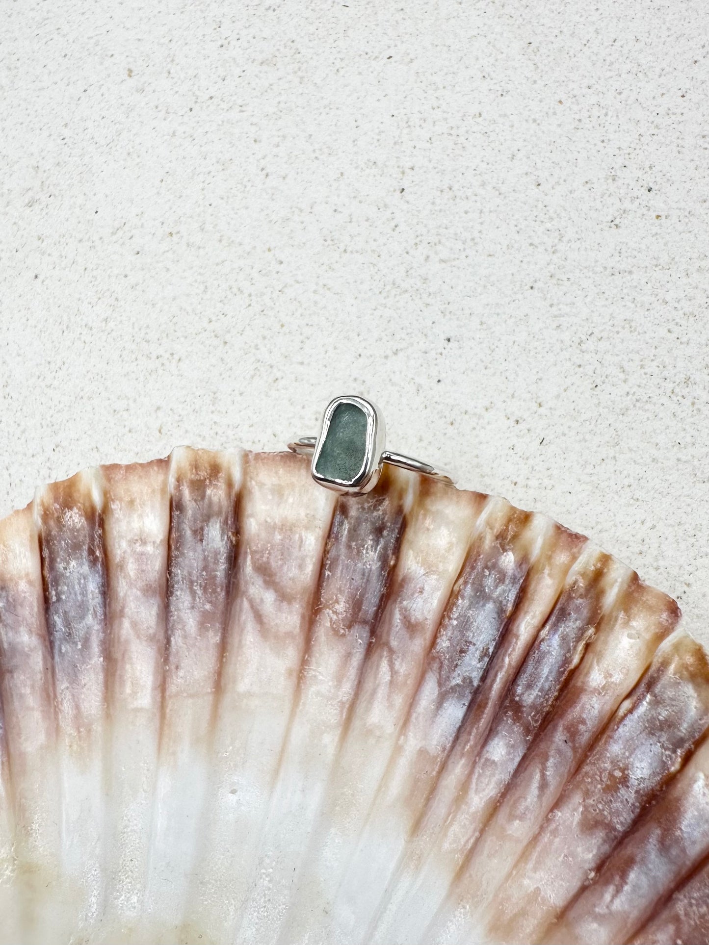 Light Blue Seaglass Ring Silver