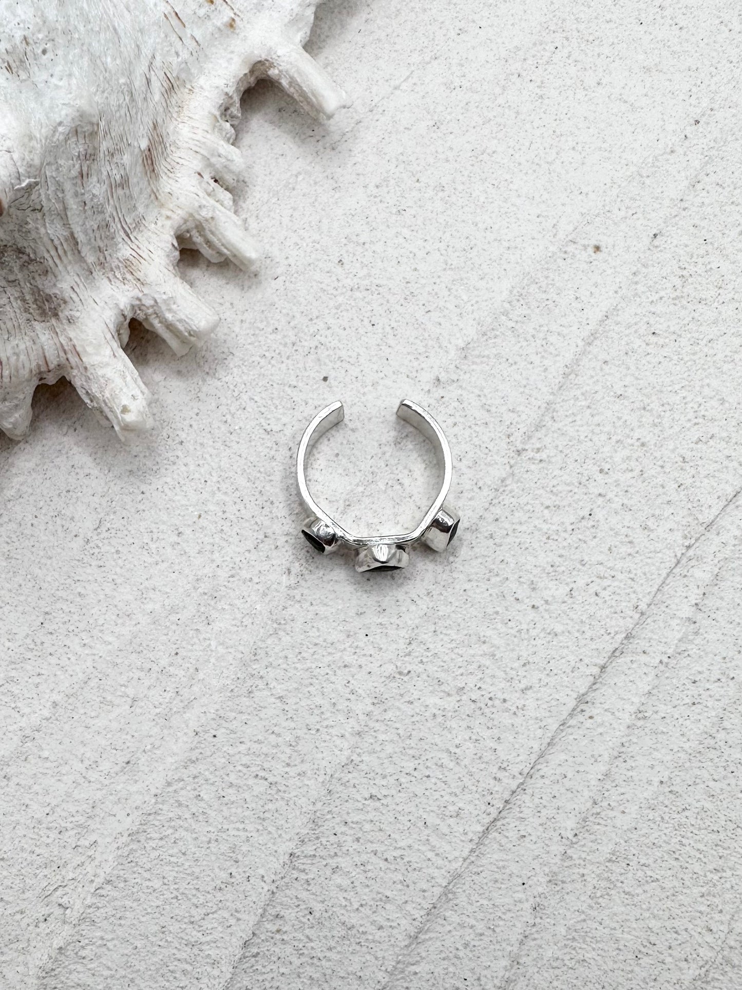 Silver Seaglass Ring in Green