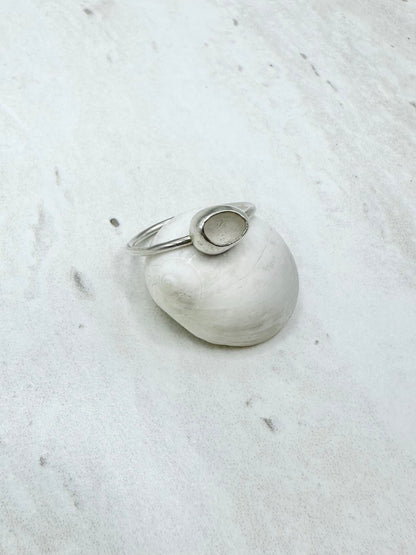 White Seaglass Ring Silver - U