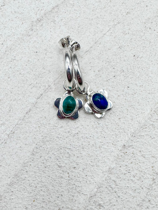 Flower Charms in Chrysocolla/Malachite