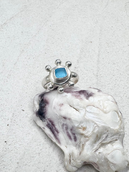 Aqua Sunseeker Ring Silver