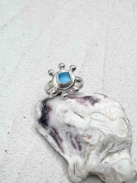 Aqua Sunseeker Ring Silver
