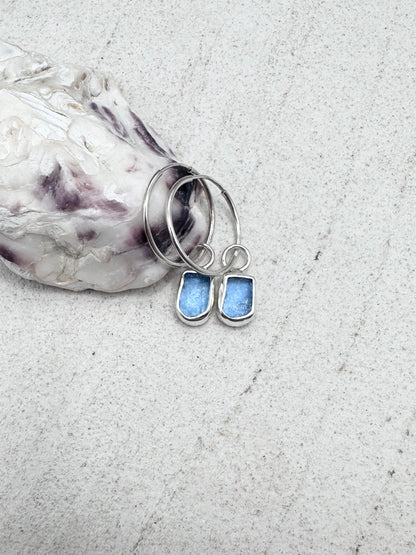 Blue Seaglass Charms Silver