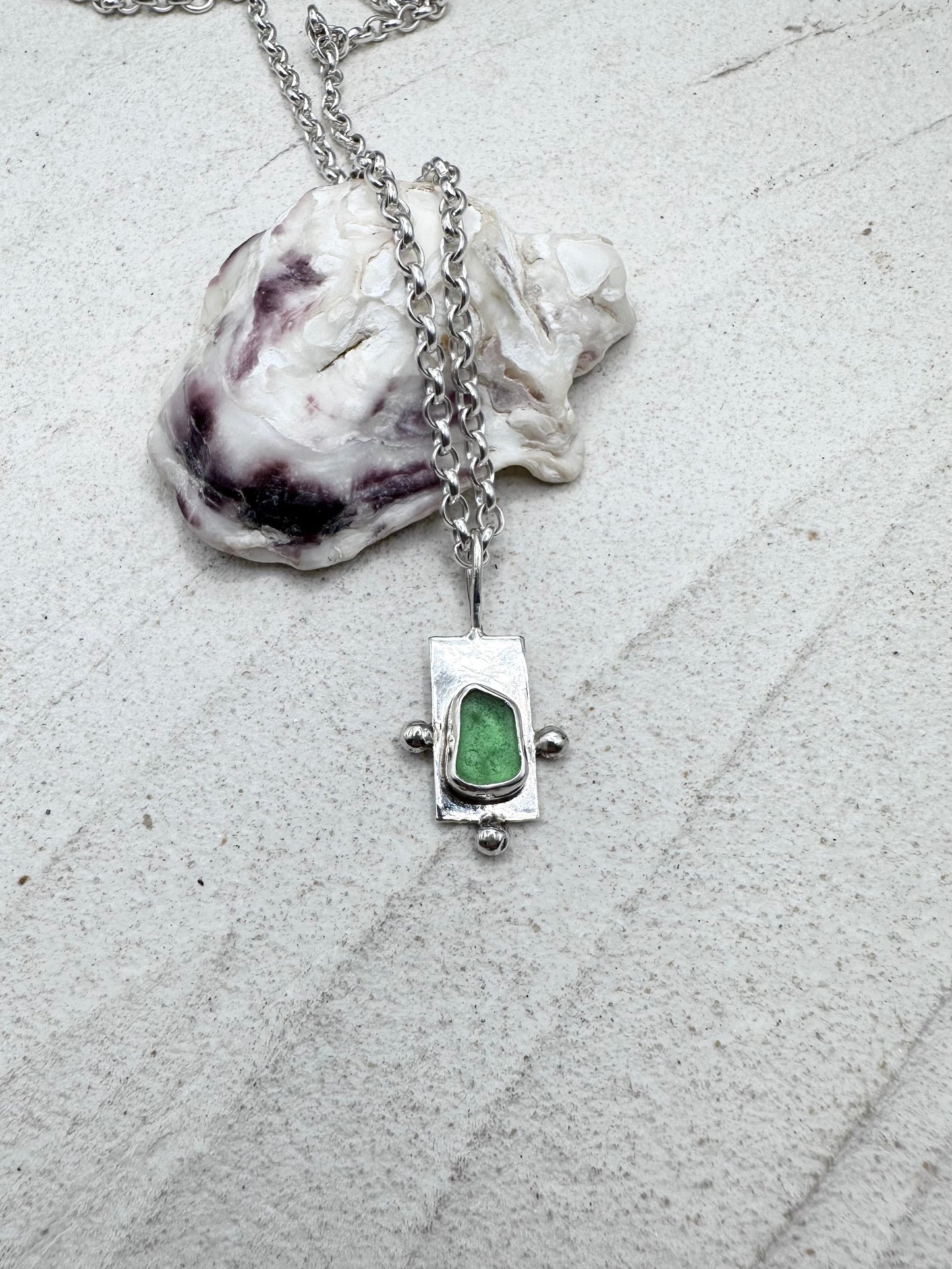 Green Wayfinder Pendant Silver