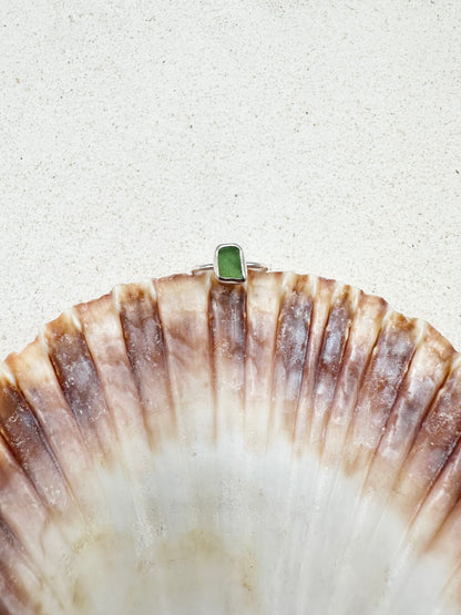 Green Seaglass Ring Silver