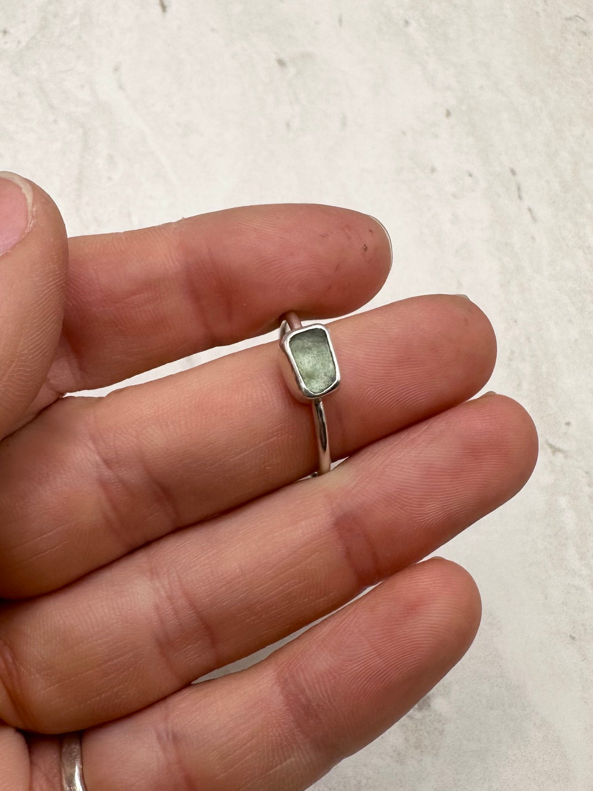 Light Blue Seaglass Ring Silver - P