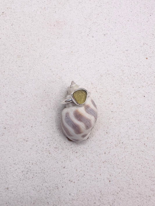Green Seaglass Ring Silver