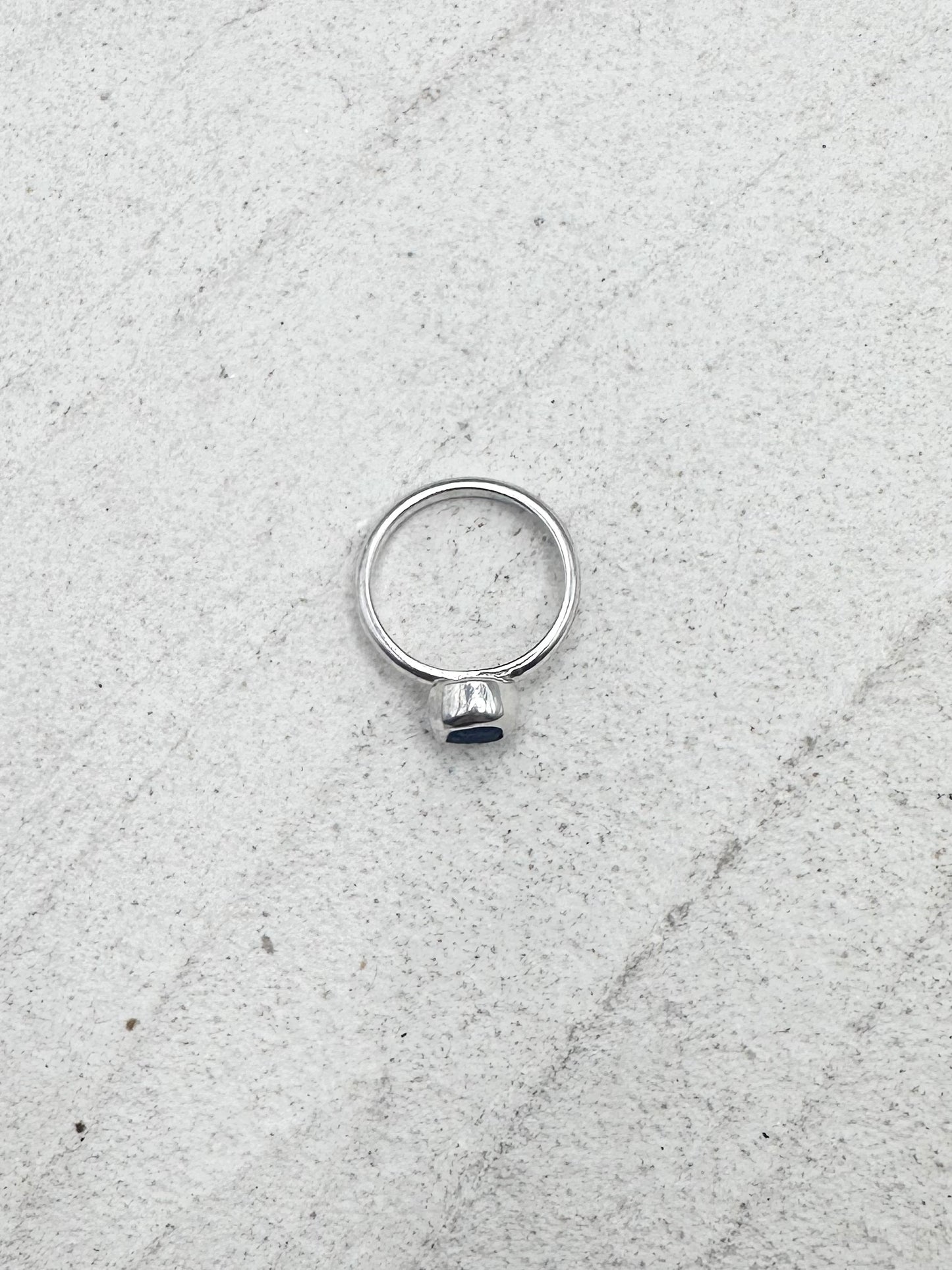 Silver Seaglass Ring in Blue