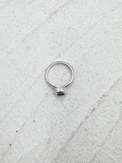 Silver Seaglass Ring in Blue