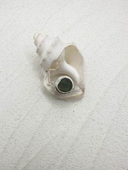 Sterling Silver & Seaglass Ring in Green