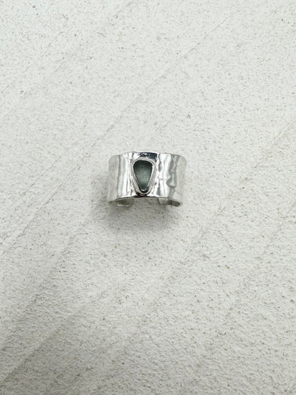 Sterling Silver & Seaglass Ring in Light Blue