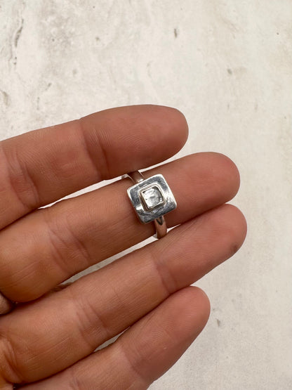 Square Aquamarine Ring Silver - G