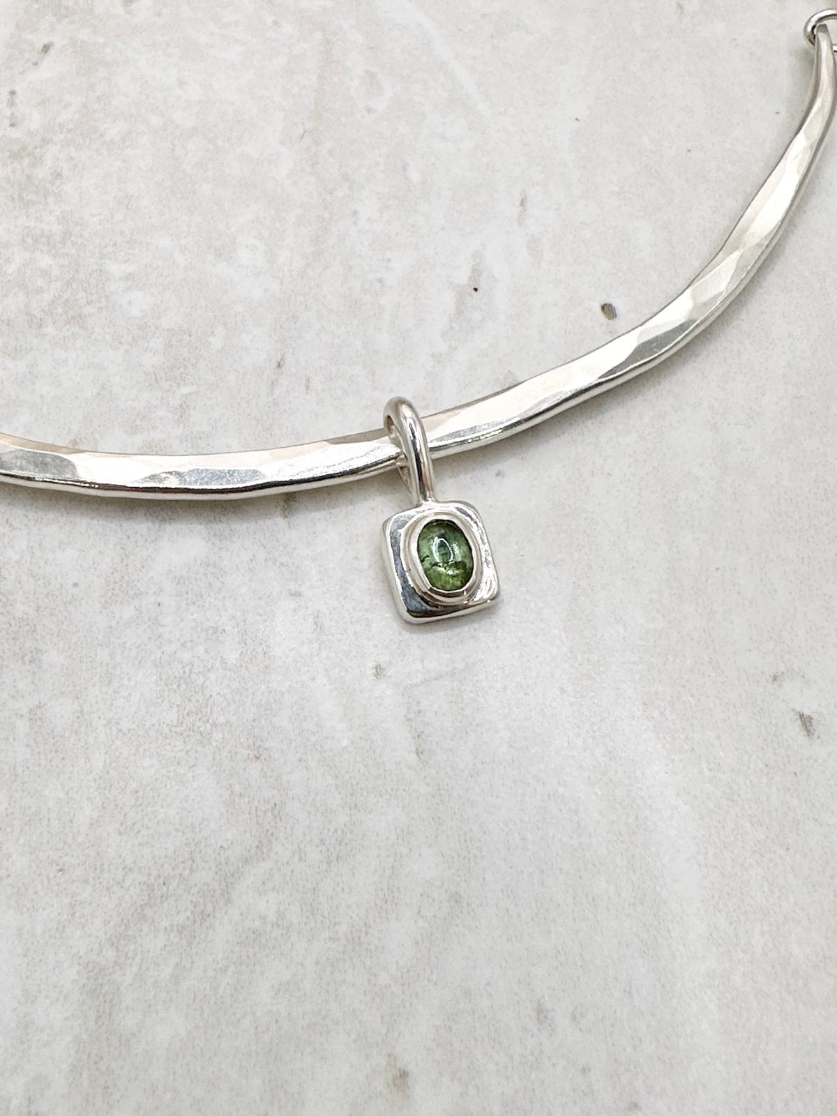 Square Tourmaline Pendant Silver