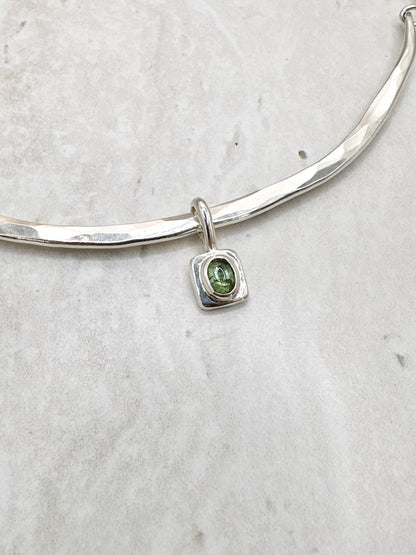Square Tourmaline Pendant Silver