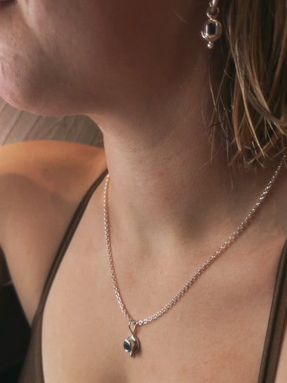 Blue Seaglass Charms Silver