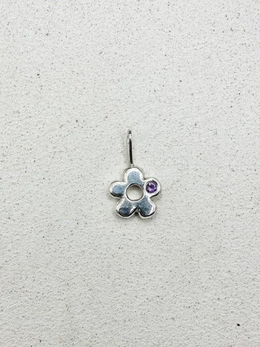 Chunky Flower Pendant Silver & Amethyst