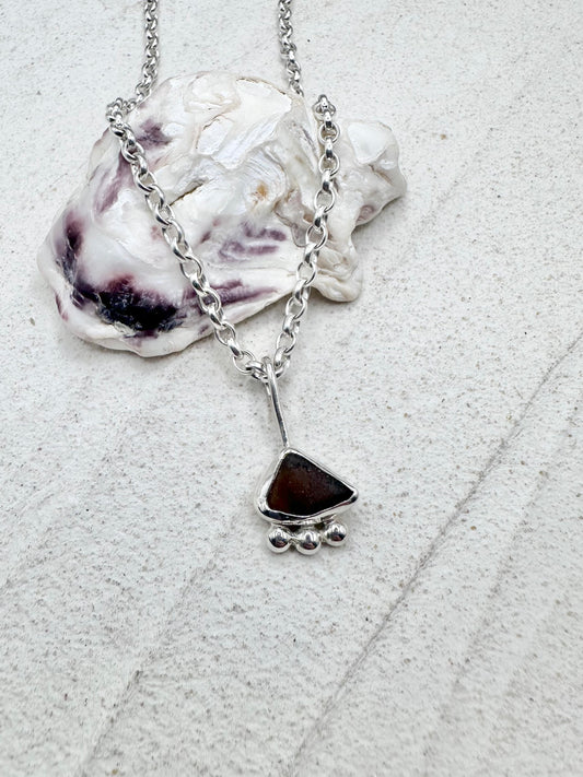 Amber Sunburst Pendant Silver