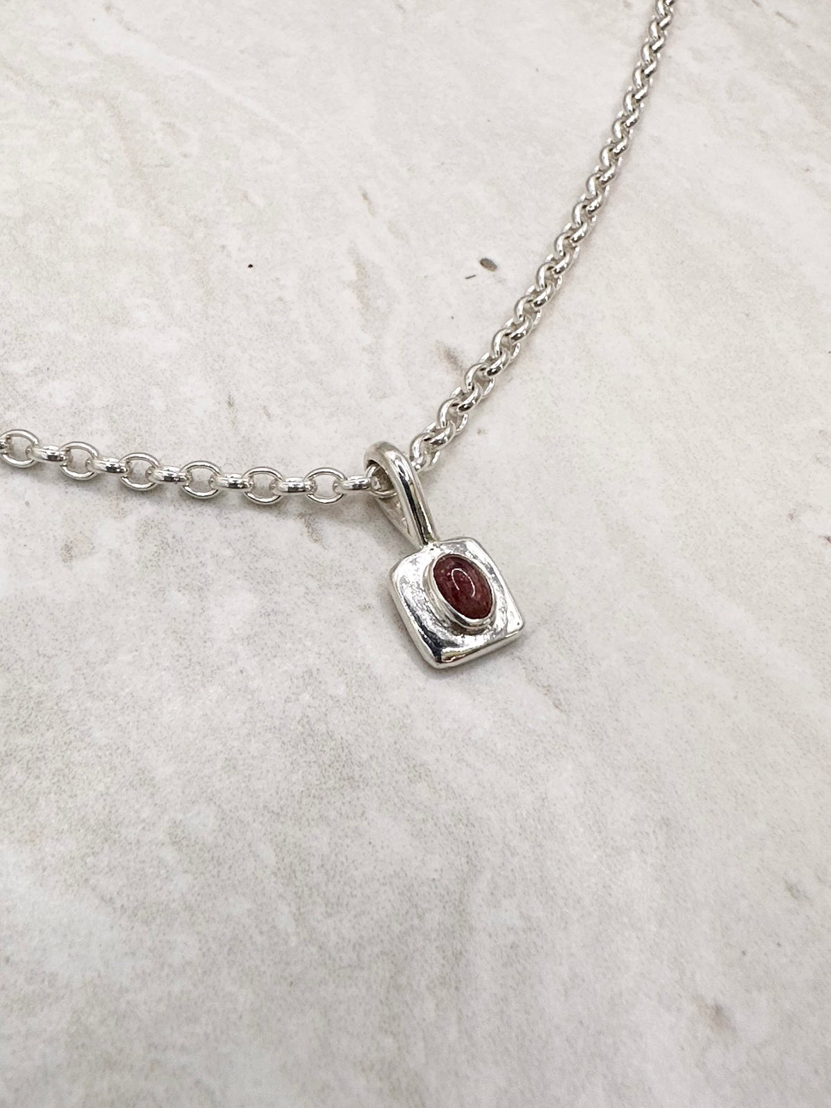 Square Tourmaline Pendant Silver