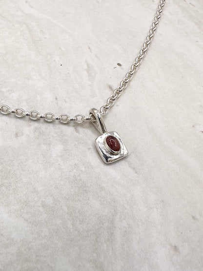 Square Tourmaline Pendant Silver