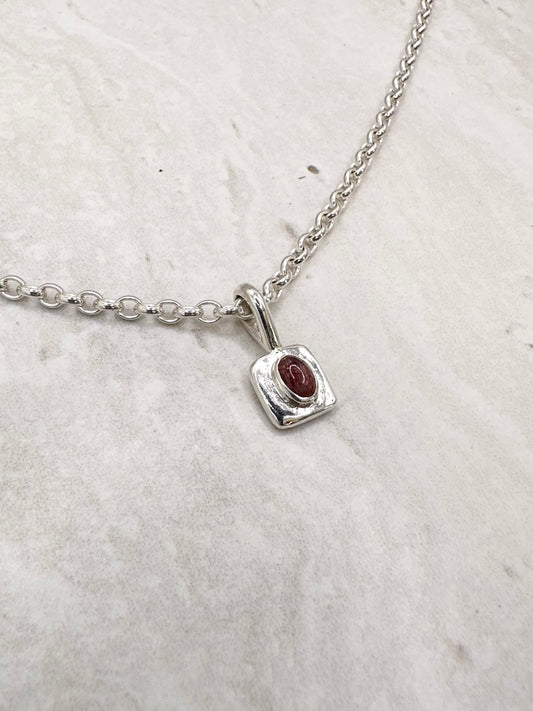 Square Tourmaline Pendant Silver