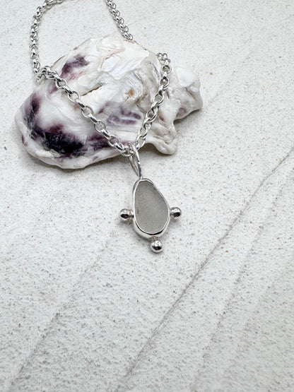 White Sunburst Pendant Silver