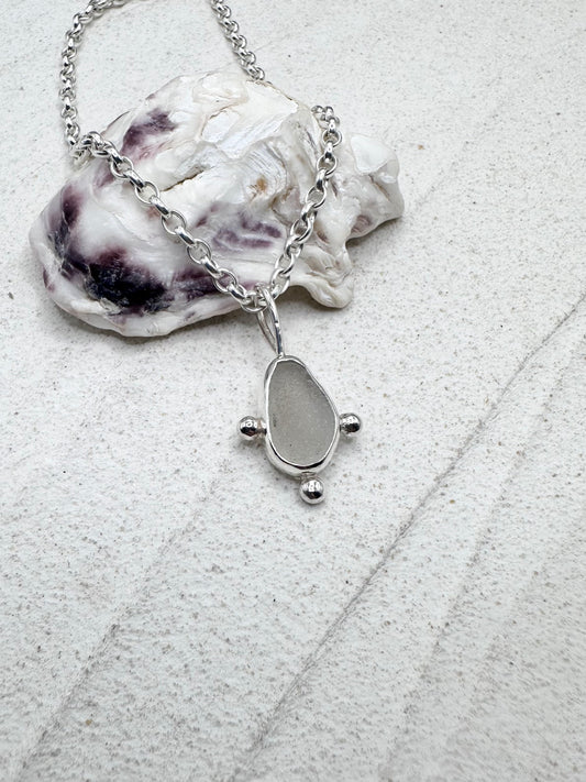 White Sunburst Pendant Silver