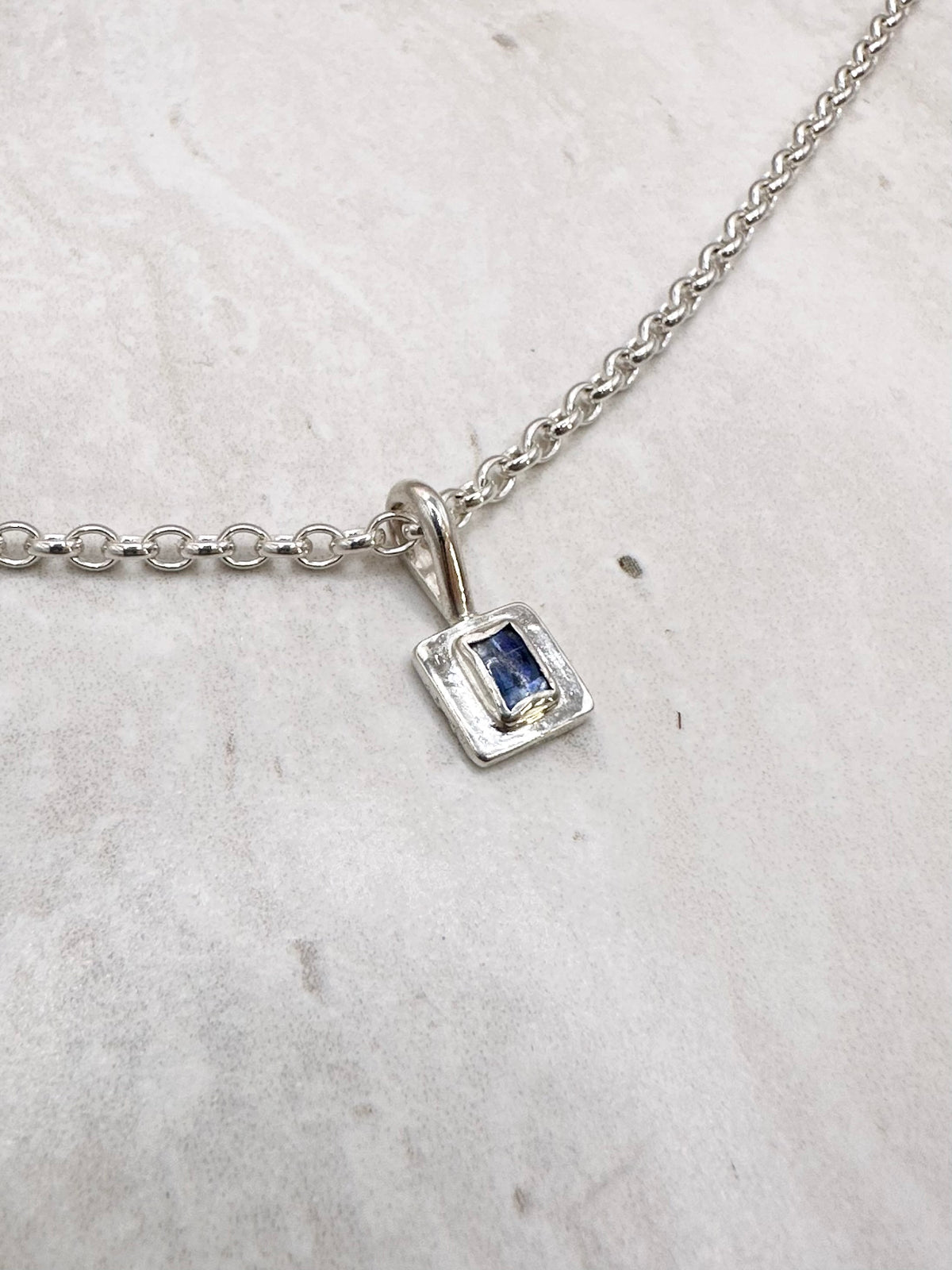 Square Kyanite Pendant Silver