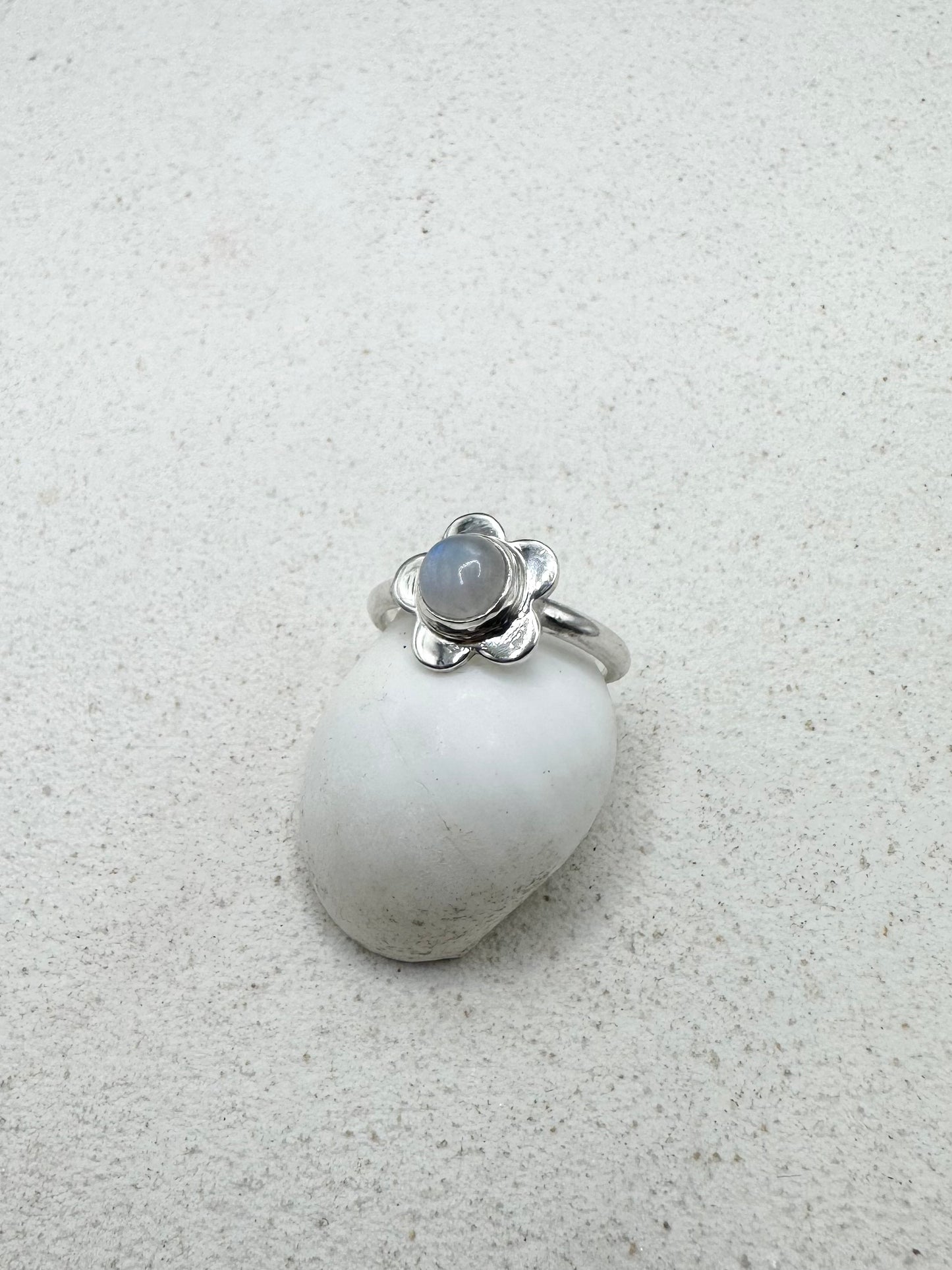 Moonstone Flower Ring Silver