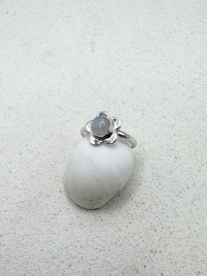 Moonstone Flower Ring Silver