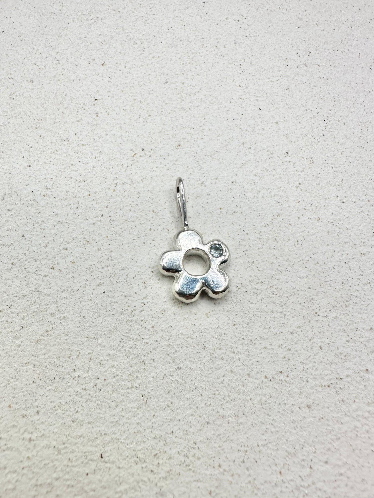 Chunky Flower Pendant Silver & Sapphire