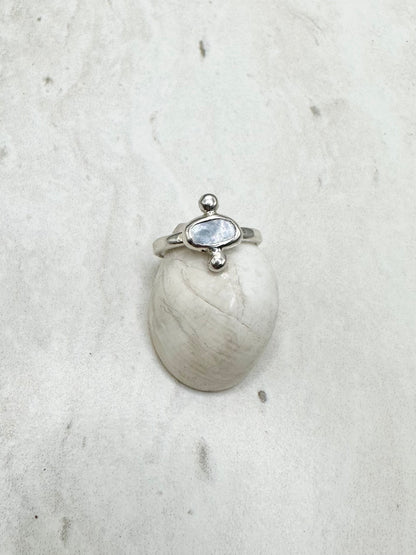 Mussel Shell Ring Silver - L