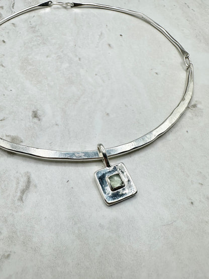 Square Kyanite Pendant Silver