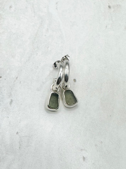 Green Seaglass Charms Silver