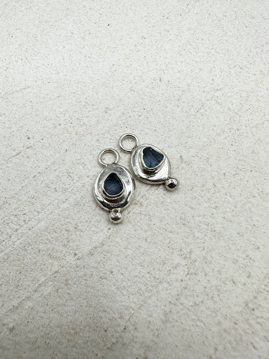 Silver Seaglass Charms in Sea Blue