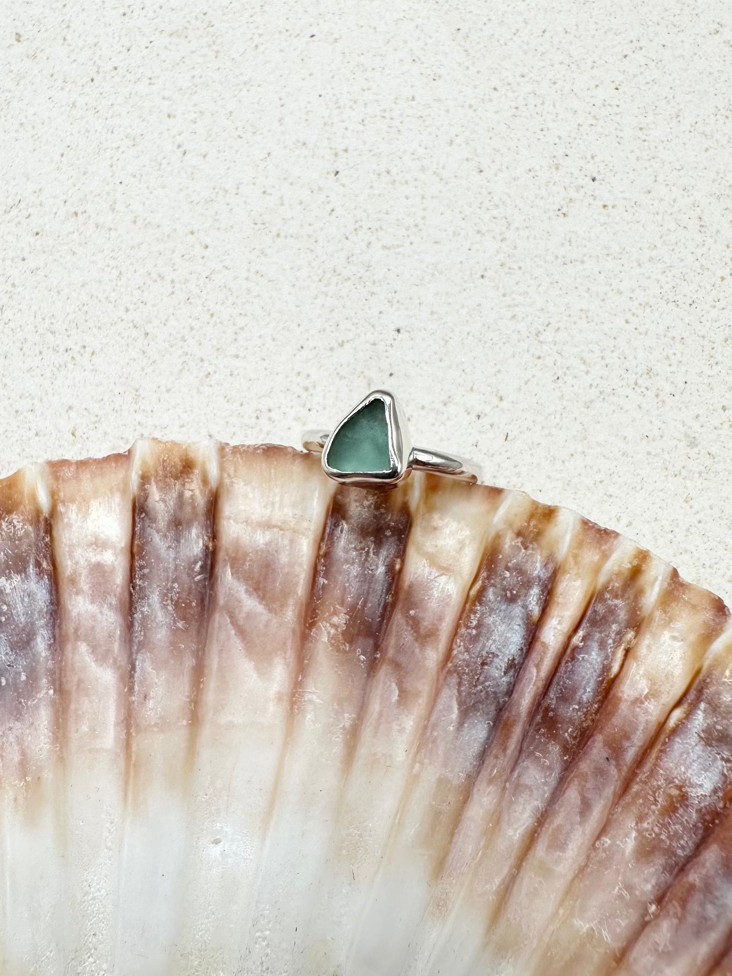 Blue Seaglass Ring Silver