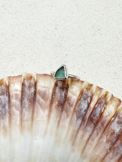 Blue Seaglass Ring Silver