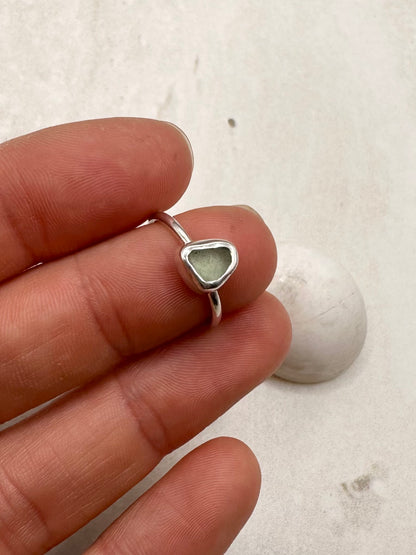 Light Blue Seaglass Ring Silver - G