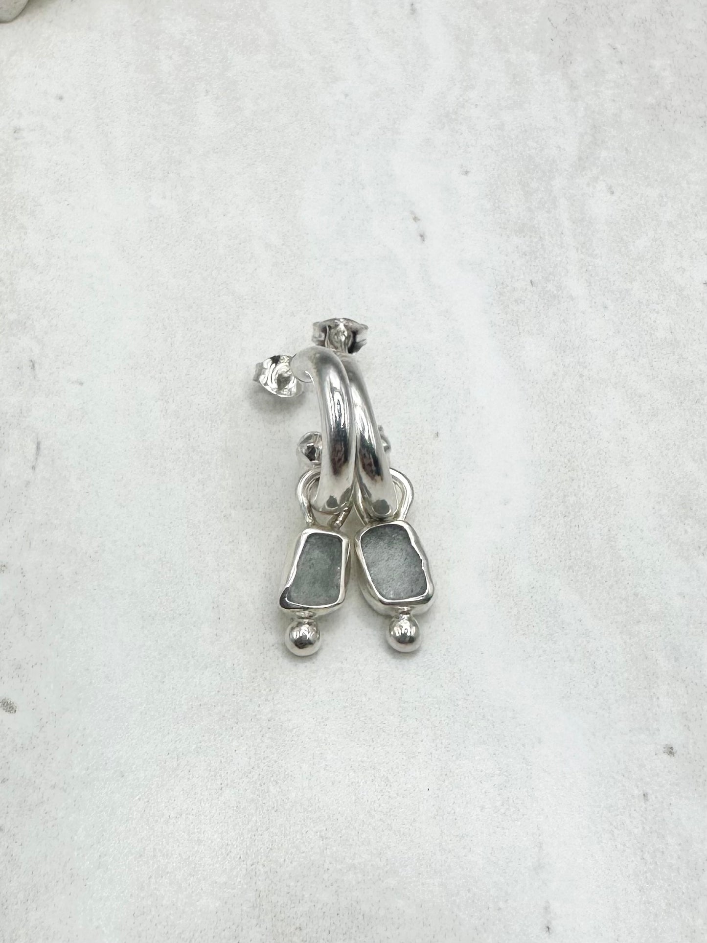 Light Blue Seaglass Charms Silver