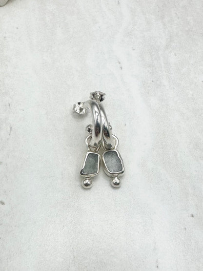 Light Blue Seaglass Charms Silver