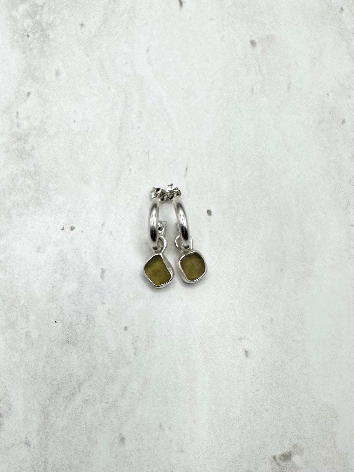 Yellow Seaglass Charms Silver