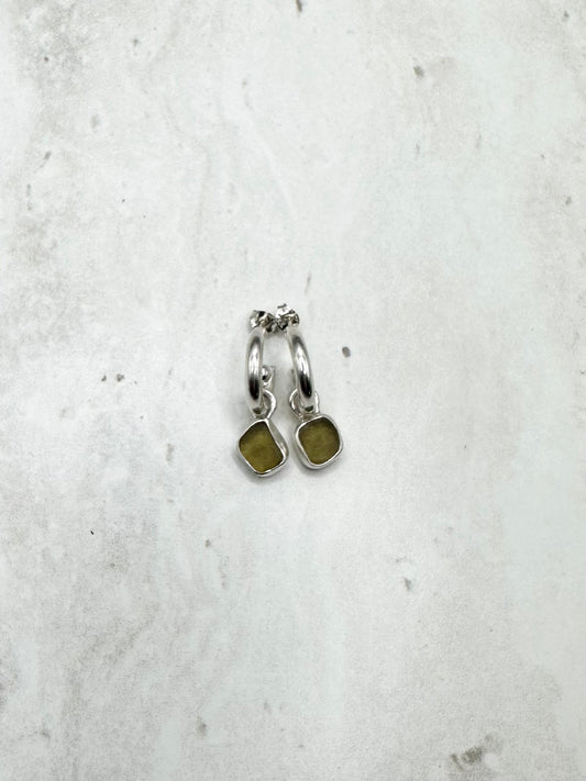 Yellow Seaglass Charms Silver