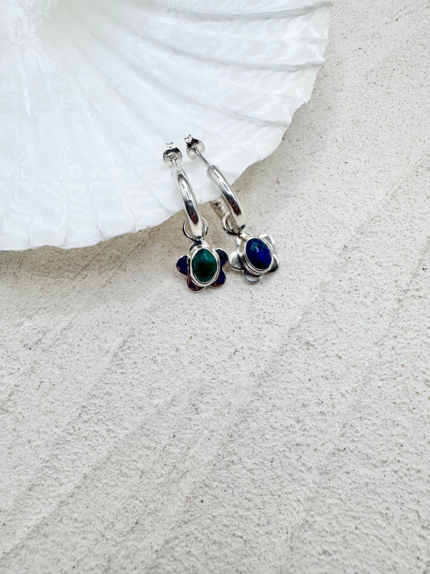 Flower Charms in Chrysocolla/Malachite
