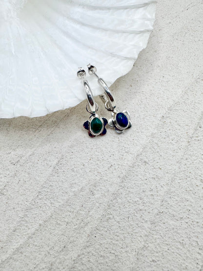 Flower Charms in Chrysocolla/Malachite