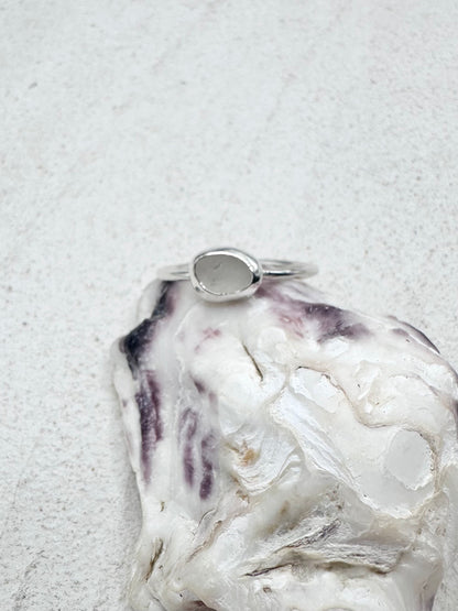 White Seaglass Ring Silver